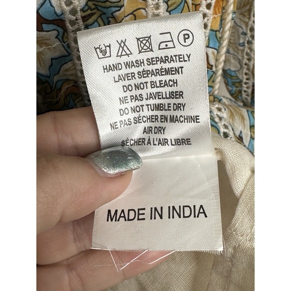 Anthropologie Barok Peasant Dress Floral Prairie Midi Boho Eyelet Lace SMALL S - Picture 10 of 11